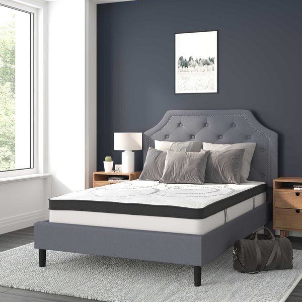 Full Size Lt Gray Fabric Platform Bed w/ Mattress, Flash Furniture, Mfr#: SL-BM10-10-GG